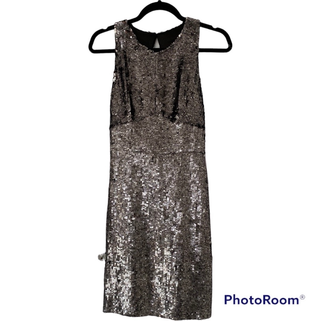 Nwt Original Milly Of New York Gunmetal Metallic Sequin Dress 4